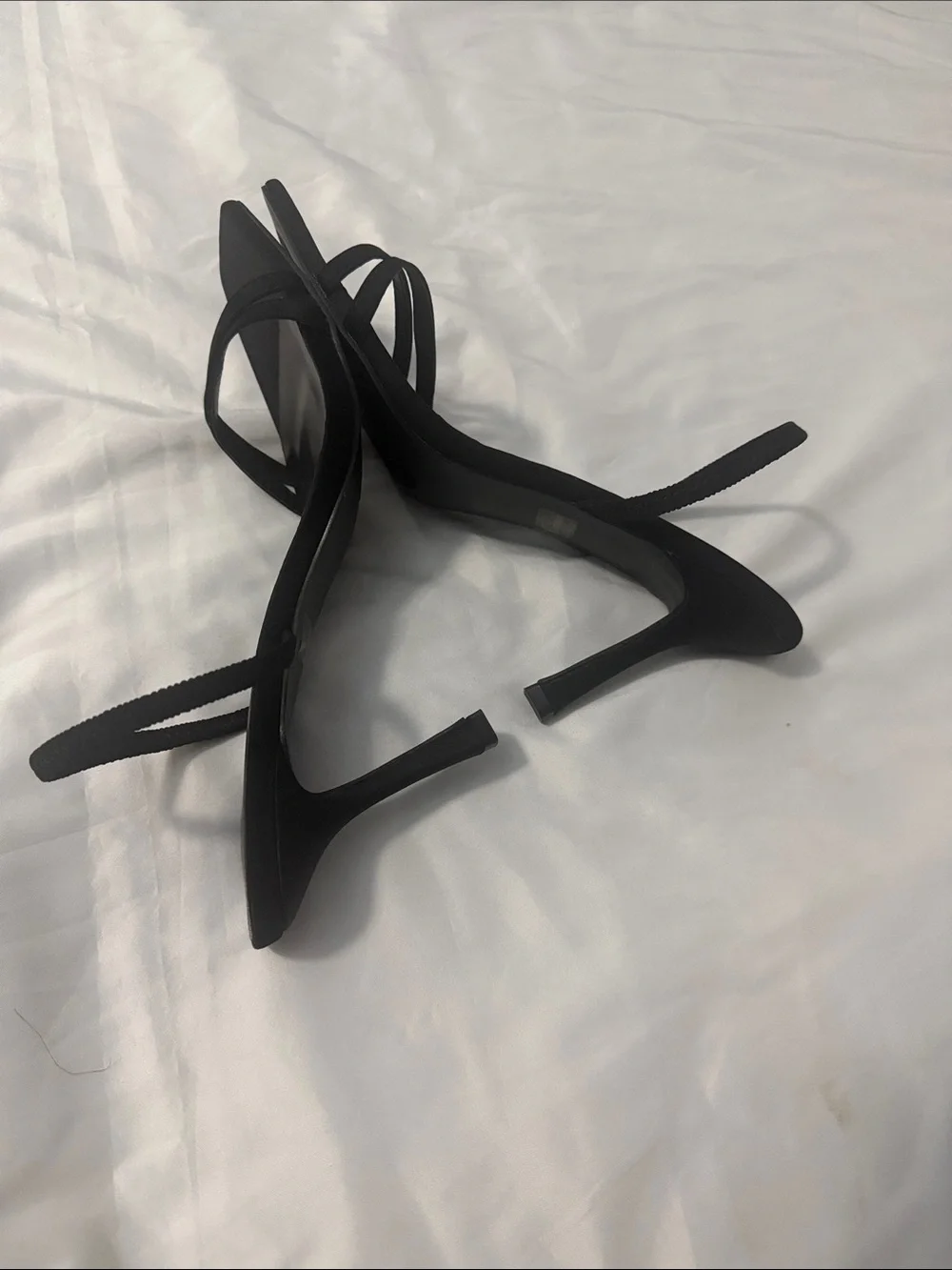 Lulu's Black Minimal Square-Toe Strappy Heels Size 10